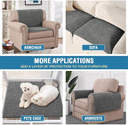 H.VERSAILTEX Plush Chenille Couch Armrest Cover 2 Packs Thick and Soft Sofa Covers Furniture Protector Cover for Pets (27.5" x 27.5", Grey)
