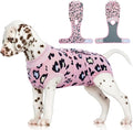 FUAMEY Dog Recovery Suit, Soft Surgical Suit for Dogs Onesie for Surgery | Cone Alternative after Surgery, Abdominal Wound Protector, Anti Lick Suit, Dog Onesie for Surgery Female Male Pink Leopard XS