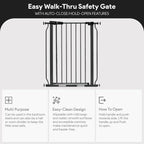BalanceFrom Easy Walk-Thru Baby Safety Gate, Fits 29.1" to 33.8" Openings | with Hold-Open and Auto-Close – Adjustable Steel Barrier for Stairs, Doorways, and Hallways, No Drilling Installation