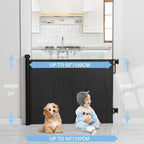 PRObebi Retractable Baby Gates for Stairs, Dog Gates Extend to 54" Wide 34" Tall, Black