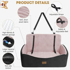JOEJOY Dog Car Seat for Large Medium Sized Dogs Under 55 lbs, Dog Booster Seat for 2 Small Dogs with Detachable Washable Cover, Memory Foam Pet Car Seat with 2 Safety Belts and Storage Pockets