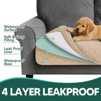 PAWFINITY Waterproof Bed Cover for Dogs, Pet Blanket for Mattress Washable | Paw Print Quilted, Hair Resistant, Anti Cat Scratch, Pee Proof Furniture Protector for Bed, Couch and Sofa, 52x82 Inch, Beige