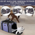 BAGLHER Expandable Cat Carrier with Travel Litter Box, Pet Travel 5 Sides Open Doors 3 Sides, Leak-Proof and Collapsible, for Car, Airplane Trip, Purple