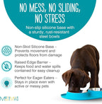 Messy Mutts Double Silicone Dog Feeder, Stainless Bowls, Large, Blue | Non-Slip Silicone Double Dog Feeder With Two Removable Stainless Steel Bowls For Food And Water