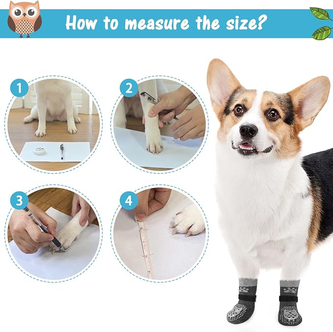 SCENEREAL Anti Slip Dog Sock to Prevent Licking Paws for Hardwood Floors, Boots & Paw Protector Shoes for Hot/Cold Pavement with Grippers, Double Sides Grips for Small Medium Large Senior Dogs