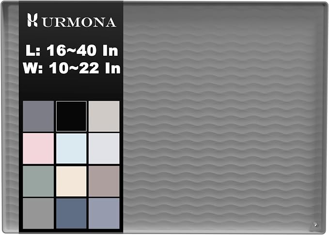 URMONA 19 x 12 in Waterproof Silicone Under Sink Mat, Cabinet Protector | White Sand, Under Kitchen Sink Mat, Kitchen Cabinet Liner, Bathroom Sink Protector, Pet Food Mat and Cat Litter Mat