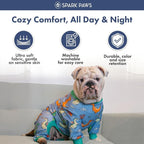 Spark Paws Dog Pajama, Dog Recovery Suit Male, Onesie, Ultra-Soft and 4-Way Stretch, for Small Medium and Large Breeds - Dragons - M