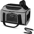 Petskd Top-Expandable Small Pet Carrier 17"x12"x8.5" Airline Approved | for JetBlue/Frontier/Spirit Airlines, Lockable Safety Zippers and Anti-Scratch Mesh, Soft-Sided, Pets Under 8 Lbs, Grey