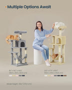 SONGMICS HOME Cat Tree for Indoor Cats, Multi-Level Cat Tower with Sisal Scratching Posts, Hammock and Condo, Beige
