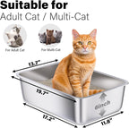 Stainless Steel Cat Litter Box, Large Metal Litter Box | 20"x14"x6" Steel Litterbox, Easy to Clean, Non Stick No Smell Litterboxs for Cats/Kitty