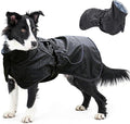Waterproof Dog Raincoat, Windproof Rain Jacket with Velvet Lining for Outdoor Windy Weather, Breathable Full-Body Coverage Dry Suit Coat with Reflective Strips for Extra Big Dog (Black, XL)