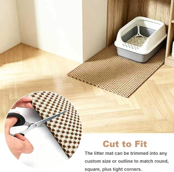 Cat Litter Mat, 35"x23" Large Litter Trapping Mat for Litter Box | Waterproof, Non-Slip Kitty Pad, Urine-Resistant, Scatter Control, Cut to Fit