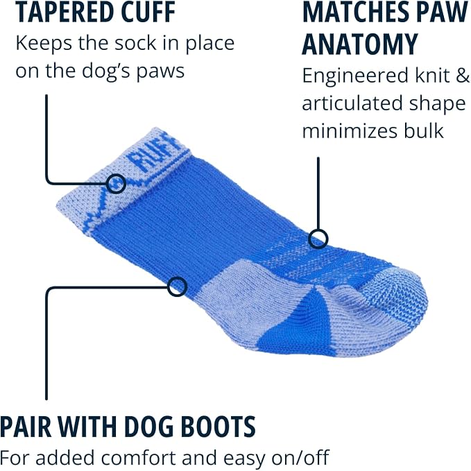 Ruffwear, Bark'n Boot Socks, Comfortable Dog Socks & Boot Liners, Blue Pool, 2.50 in/ 2.75 in