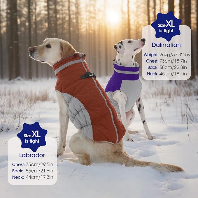 FUAMEY Dog Coat for Medium Dogs, Fleece Dog Winter Jacket with Harness | Puppy Cold Weather Coats Reflective Pet Puffer Vest with Zipper Water-Resistant Warm Dogs Snowsuit Windproof Brown M