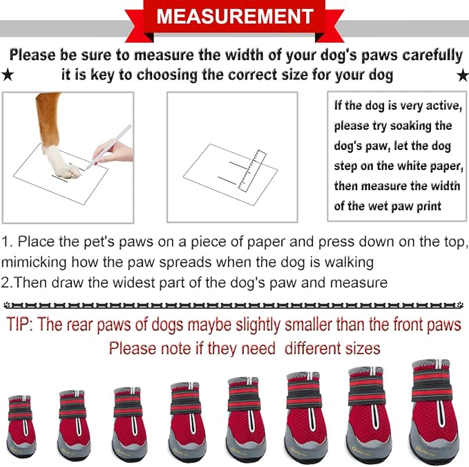 QUMY Dog Shoes for Large Medium Dog Boots & Paw Protectors for Hot Pavement | Summer Heat Protection, Mesh Breathable Nonslip Dog Booties for Hardwood Floors Indoor, Outside Walking Running Hiking Red