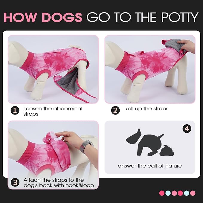 FUAMEY Dog Surgery Suit, Surgical Suit for Dogs, Dog Onesie for Surgery | Cone Collar Alternative, Abdominal Wound Protector, Anti Lick Suit, Soft Dog Bodysuit after Surgery Female Male, Rose Dye XXL