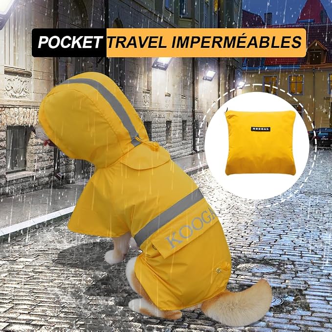 Hooded Pet Small Dog Raincoat,Dog Rain Coats for Small to Medium Sized, Pet Raincoat Apparel Poncho Waterproof Dogs Clothes Waterproof Dog Coat Dog,Raincoats Jacket (3XL,Yellow)