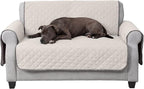 Furhaven Water-Resistant & Reversible Loveseat Cover Protector for Dogs, Cats, & Children - Two-Tone Pinsonic Quilted Living Room Furniture Cover - Gray/Mist, Loveseat