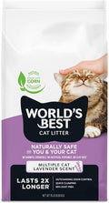 World's Best Cat Litter, Lavender Scented, Long-Lasting Odor Control, 15 lb | Controls multi-cat odors with a calming lavender scent; natural corn litter, quick clumping, flushable, 99% dust free formula