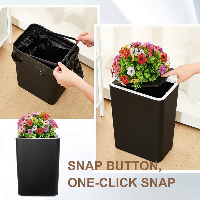 Jingmore Dog Poop Trash Can Outside 3.96 Gal/15 L Plant Styled Dog Waste Trash Can with Lid 50 Waste Bags Outdoor Indoor Poop Container Slim Garbage Bin for Yard Garden Pet (Colorful Flower Black)