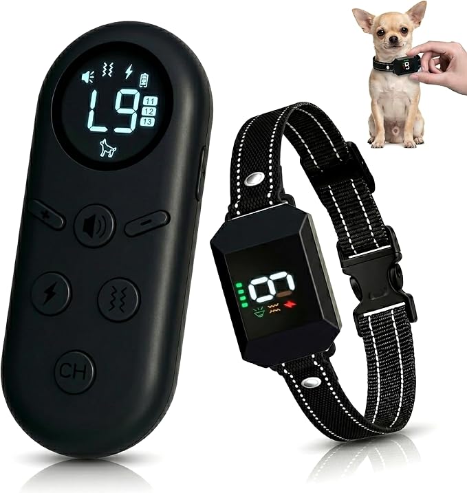 Dog Training Collar with Remote for Small & Medium Dogs (10–100lbs), 1300FT Range, 3 Training Modes (Beep/Vibration/Safe Shock), 9 Levels, Rechargeable Waterproof E-Collar