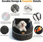 【Master Crafted for Medium Dogs】 PetDance Dog Car Seat with Anti-Tip Design | Cooling Cushion Dog Car Bed for Medium & Small Dogs Up to 50 lbs, 30% Extra Spacious, Anti-Slip Base, Hazy Silver Gray
