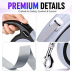 Double Retractable Dog Leash for Two Dogs Up to 115 lbs - 18.6 ft Coupler Leashes for Small Medium Dogs - One Locked System, Non Slip Grip, Tangle Free (Grey)