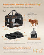 Feandrea Collapsible Soft Dog Crate, Portable Travel, 24 Inches | Dog Carrier Kennel with Safety Zippers for Living Room, Car, Travelling, Black UPDC60H