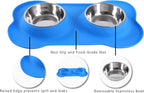 Hubulk Pet Dog Bowls 2 Stainless Steel Dog Bowl with No Spill Non-Skid Silicone Mat + Pet Food Scoop Water and Food Feeder Bowls for Feeding Small Medium Large Dogs Cats Puppies (Large, Blue)