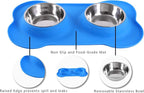 Hubulk Pet Dog Bowls 2 Stainless Steel Dog Bowl with No Spill Non-Skid Silicone Mat + Pet Food Scoop Water and Food Feeder Bowls for Feeding Small Medium Large Dogs Cats Puppies (Extra Large, Blue)