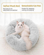 Cat Tunnel Bed with 20 Pcs Interactive Toys, 3-in-1 DIY Collapsible Plush Cat Tube with Washable Mat, Large Indoor Play Tunnel Cave for Kittens and Small Animals
