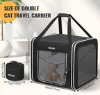 Petskd Combinable Pet Car Travel Carrier for a Large Cat/Medium Dog | 18"Lx17"Wx17"H, Small Pet Soft Carriers, Food Bag & Bowl Included, Lockable Safety Zippers, For Car Travel, Vet, Camping