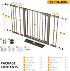 Cumbor 29.7-48" Baby Gate for Stairs, Mom's Choice Awards Winner-Dog Gate for Doorways, Auto Close Safety Pet Gate for Dogs Indoor, Easy Install Pressure Mounted Child Gate with Walk Thru Door, Brown