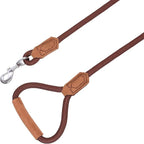 Mile High Life Dog Leash with Genuine Leather Handle, 6 FT/5 FT/4 FT | Leather Grip Rope Leash, Heavy Duty 360° Swivel Metal Clasp, for Small Medium & Large Dogs