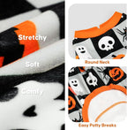 KYEESE Dog Halloween Pajamas Velvet Onesie Checkered Pumpkin Ghost Print | Cozy Halloween Outfit, Great for Halloween Photos, 4-Way Stretch, Lightweight & Breathable, Gentle on Sensitive Skin