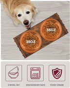 Vantic Elevated Dog Bowls, Adjustable Bowl Stand Medium, Rustic Brown | Particle Board Raised Dog Bowl Stand with 2 Stainless Steel Bowls for Medium Dogs
