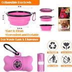 LOBEVE No Pull Dog Harness, Collar & Leash Set | Includes Dog Seat Belt, Collapsible Bowls & Poop Bag Dispenser. Ideal for Training, Walking, Hiking. Fits Small to Large Dogs(Pink-L)