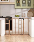 keny 29.7"-46" Baby Gate for Stairs, Auto Close Dog Gates for Doorways | Pressured Mounted No Drilling Pet Gate Extra Wide, Easy Walk Thru Stair Gate, 30" Tall, Brown