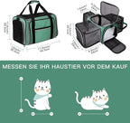 BAGLHER Expandable Cat Carrier with Travel Litter Box, Pet Travel 5 Sides Open Doors 3 Sides, Leak-Proof and Collapsible, for Car, Airplane Trip, Green