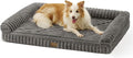 COZY KISS Ultra Soft Faux Rabbit Fur Dog Bed for Large Dogs – 44"x32" Orthopedic Foam Couch, Removable Washable Cover & Waterproof Lining, Grey