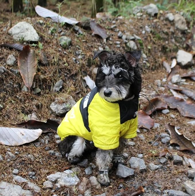 Dog Raincoat Rain Jacket,Slicker Poncho Adjustable Waterproof Dog Raincoat with Leash Hole/Reflective Words Hooded Snowproof Windproof Clothes for Small to 2X-Large Dogs (Yellow, X-Large)