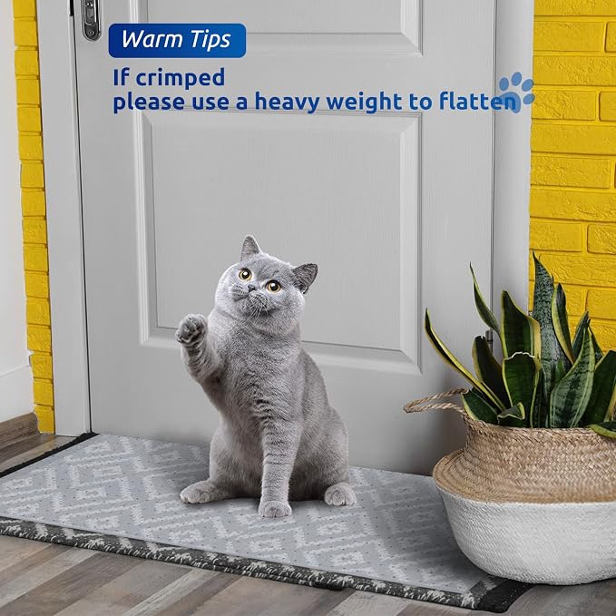 Carpet Protector for Pets Cat Carpet Protector for Doorway, Anti Scratch Under Door Cat Scratch Protector Mat, Easy to Cut Plastic Stopper (Clear, 8.4FT)