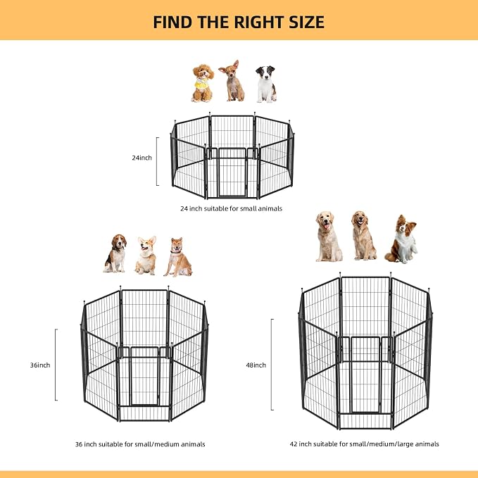 Dog Playpen Indoors/Outdoor, 36 inch 4 Panels Dog Play Pen for Small Dogs, Rustproof Metal Pet Fence for RV Camping/Yard/Garden
