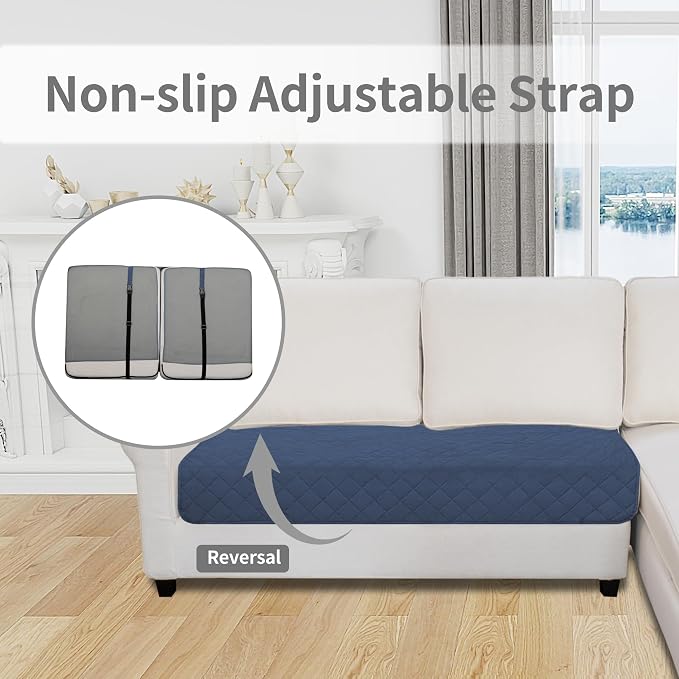 Easy-Going Sectional Couch Covers for Dogs L Shape Sofa Cover Reversible Sofa Slipcover Chaise Lounge Cover Furniture Protector Cover for Pets Dog Cat (30 x 50 inches, Dark Blue/Light Blue) | Dark Blue/Light Blue, Sofa Slipcover For Dogs, Fits Left/Rig...