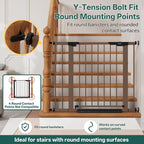 InnoTruth 27-36.6 in Wide Baby Gate for Stairs and Doorways, Brown | Indoor Metal Dog Gate for Pets, Auto Close 2 Way Swing Walk Through Door, Double Lock & Y-Bolts, Pressure or Hardware Mount