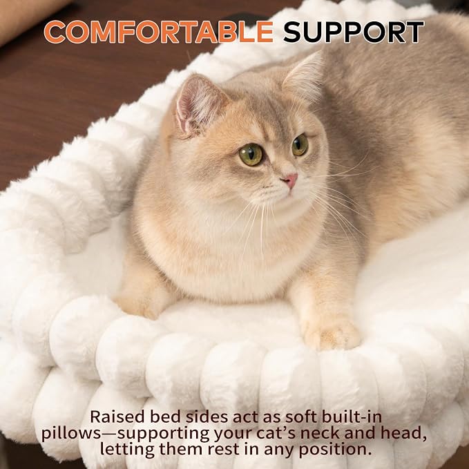 CHEERPALS Cloud Cat Bed Desk Mounted Hammock for Indoor Cats Perch Foldable | Reversible Mesh Warm Plush Mat, 90° Space Saving, Machine Washable Support Pet Bed for Kitty and Puppy(White, Medium)