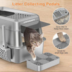 URPOWER Extra Large Stainless Steel Litter Box with Lid for Large Cats | Non-Stick Metal Pan, Front & Top Entry, Odor Control, Anti-Leakage, Easy to Clean, Step and Scoop Included