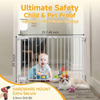 29.7"-45" Baby Gate for Stairs, Metal Pet Dog Gate for Doorways Indoor, 2 Installation Positions, Hardware Mount, 29.1”H Walk Through Safety Child Gate for Kids Toddler, White