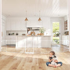 190" Extra Wide Baby Gate Playpen, Adjustable Baby Fence Play Yard | Long Dog Gates Indoor for Stair Doorway Fireplace, Large Child Gate for Toddler Kid Pet, Family Essentials Safty Gate, White