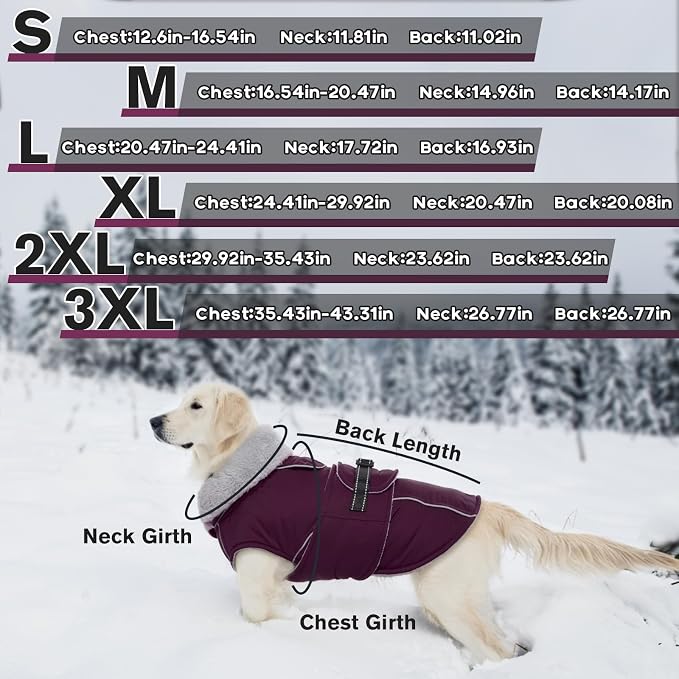 Lelepet Dog Jackets for Large Dogs Waterproof Dog Coat with Adjustable Fit | Reflective Fleece Vest with Adjustable Buckle Hook & Loop Windproof Cold Weather Coats for Small Medium Large Dogs, Pitbull